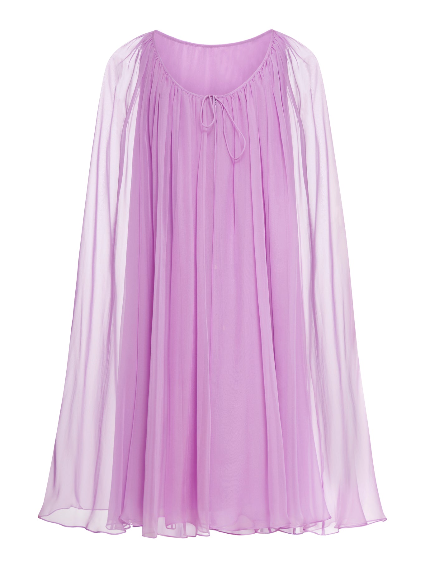 Flared dress in silk chiffon