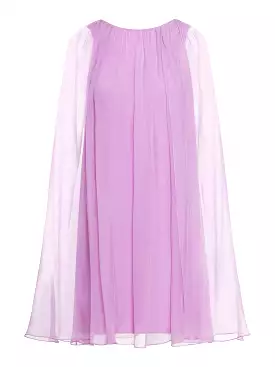 Flared dress in silk chiffon