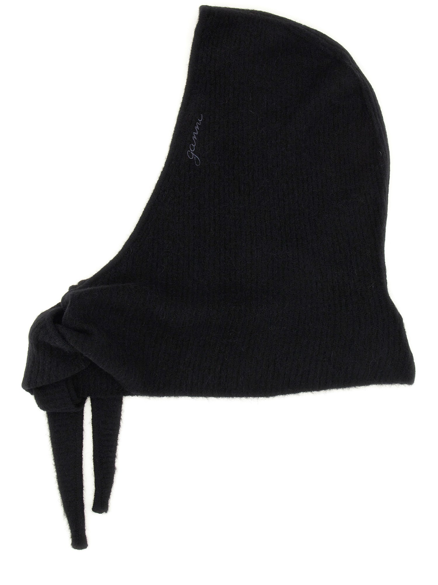 GANNI    WOOL BALACLAVA WITH EMBROIDERED LOGO