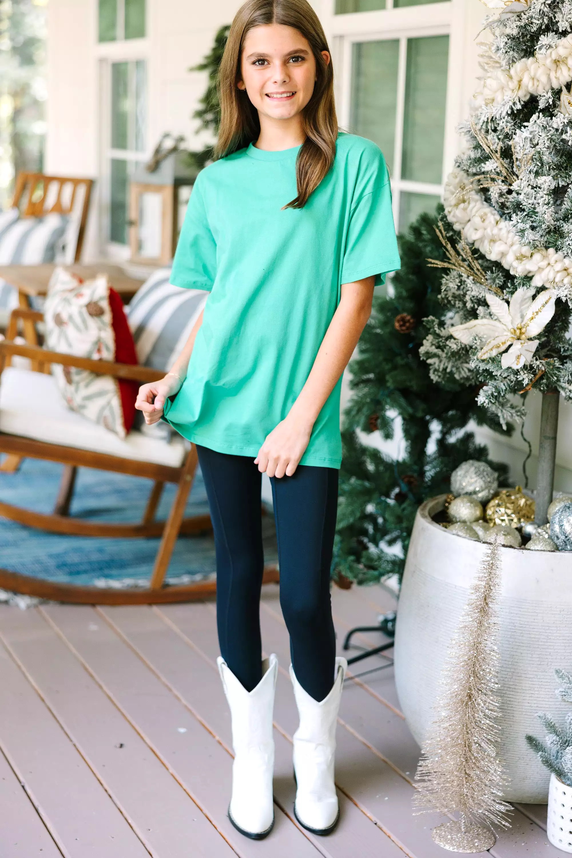 Girls: Kelly Green Oversized Tee