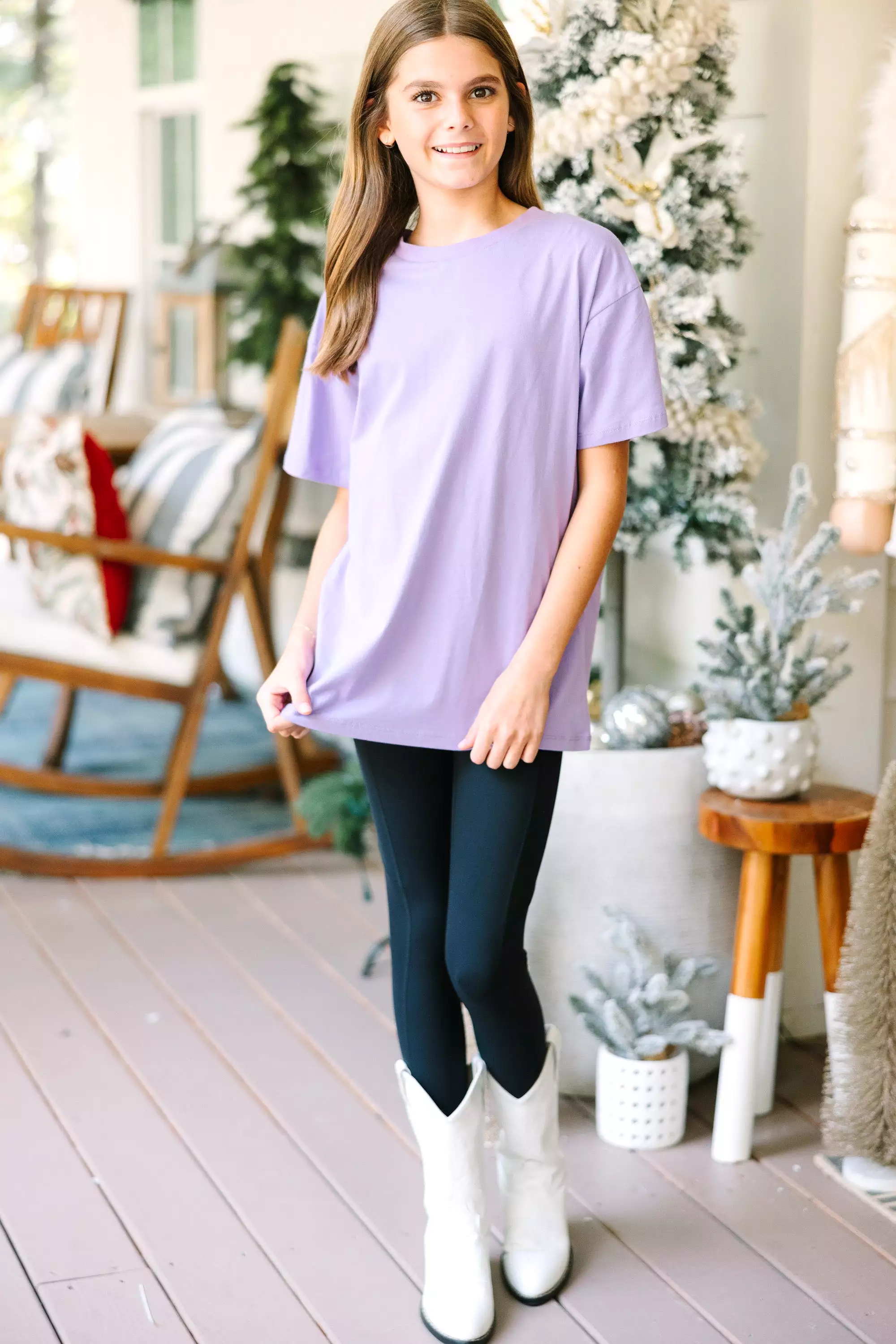 Girls: Lavender Oversized Tee