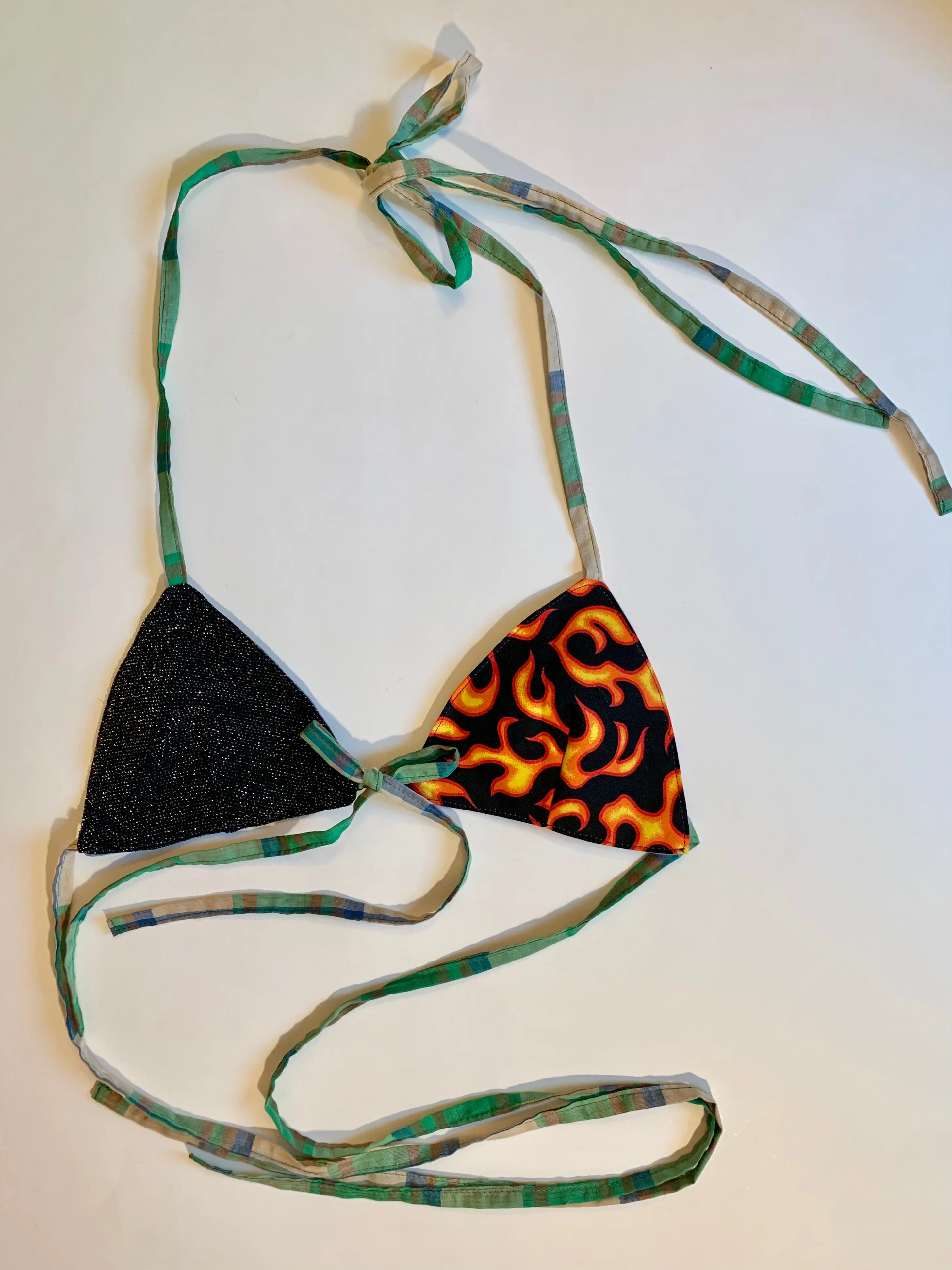 Glitter flame scrap bra top