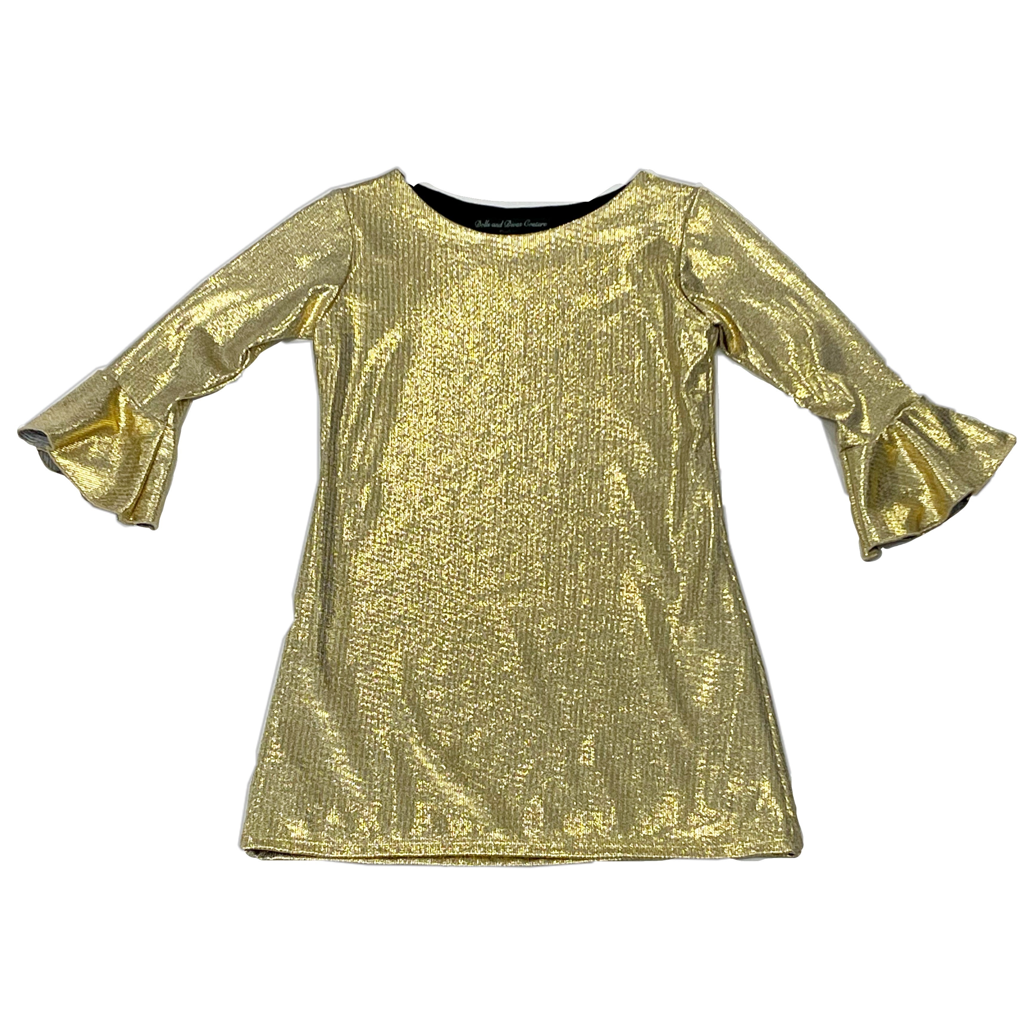 Gold Foil Bell Sleeve Dress