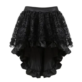 Gothic Floral Lace Ruffled Skirt Asymmetrical Skirt