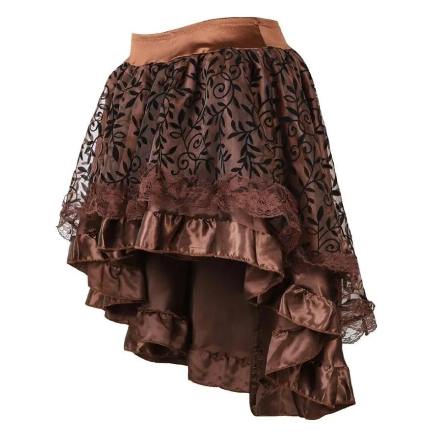 Gothic Floral Lace Ruffled Skirt Asymmetrical Skirt