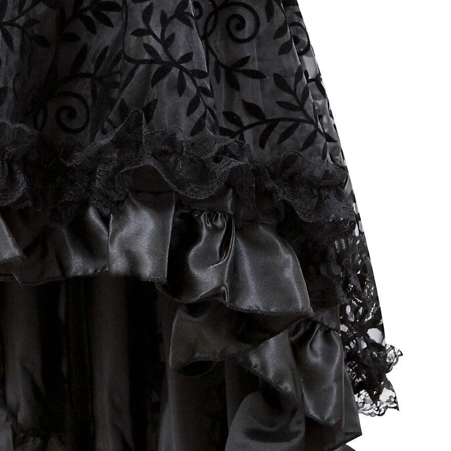 Gothic Floral Lace Ruffled Skirt Asymmetrical Skirt