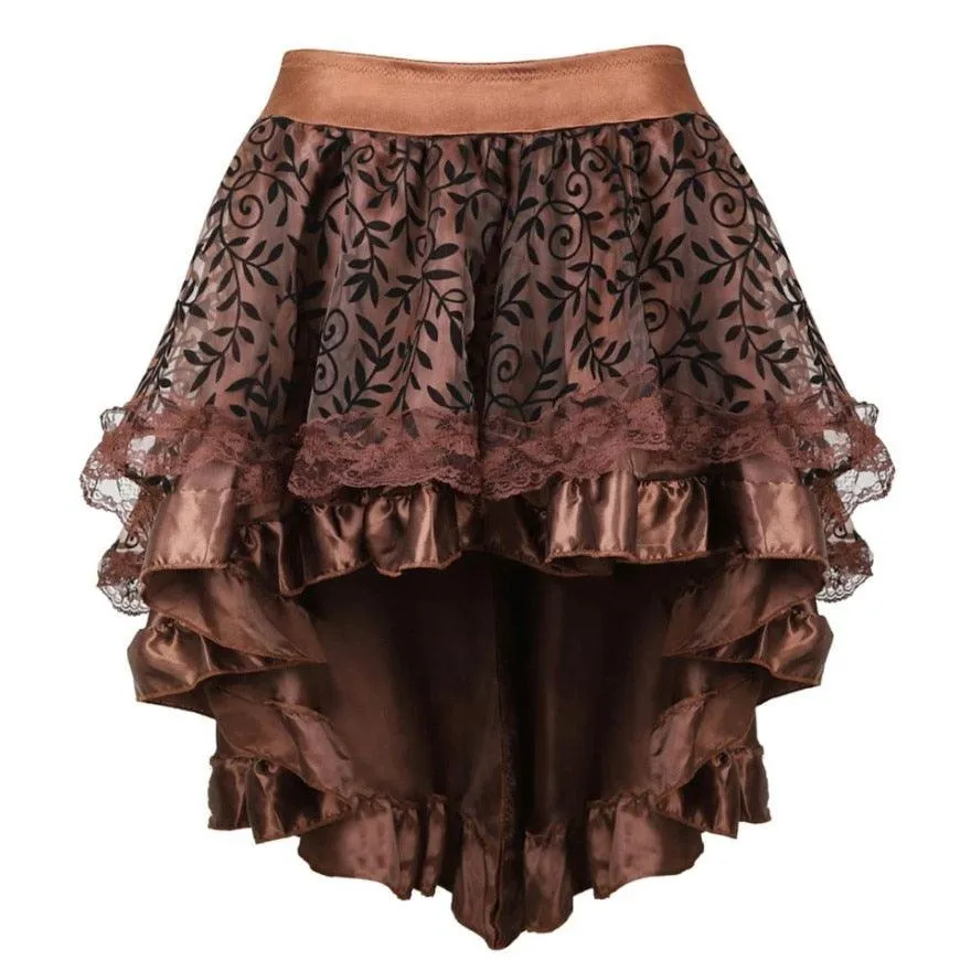 Gothic Floral Lace Ruffled Skirt Asymmetrical Skirt