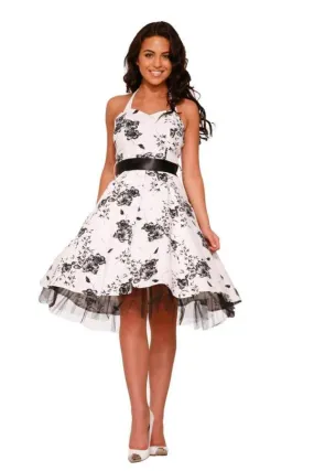 Graphite Flower Halter Dress White