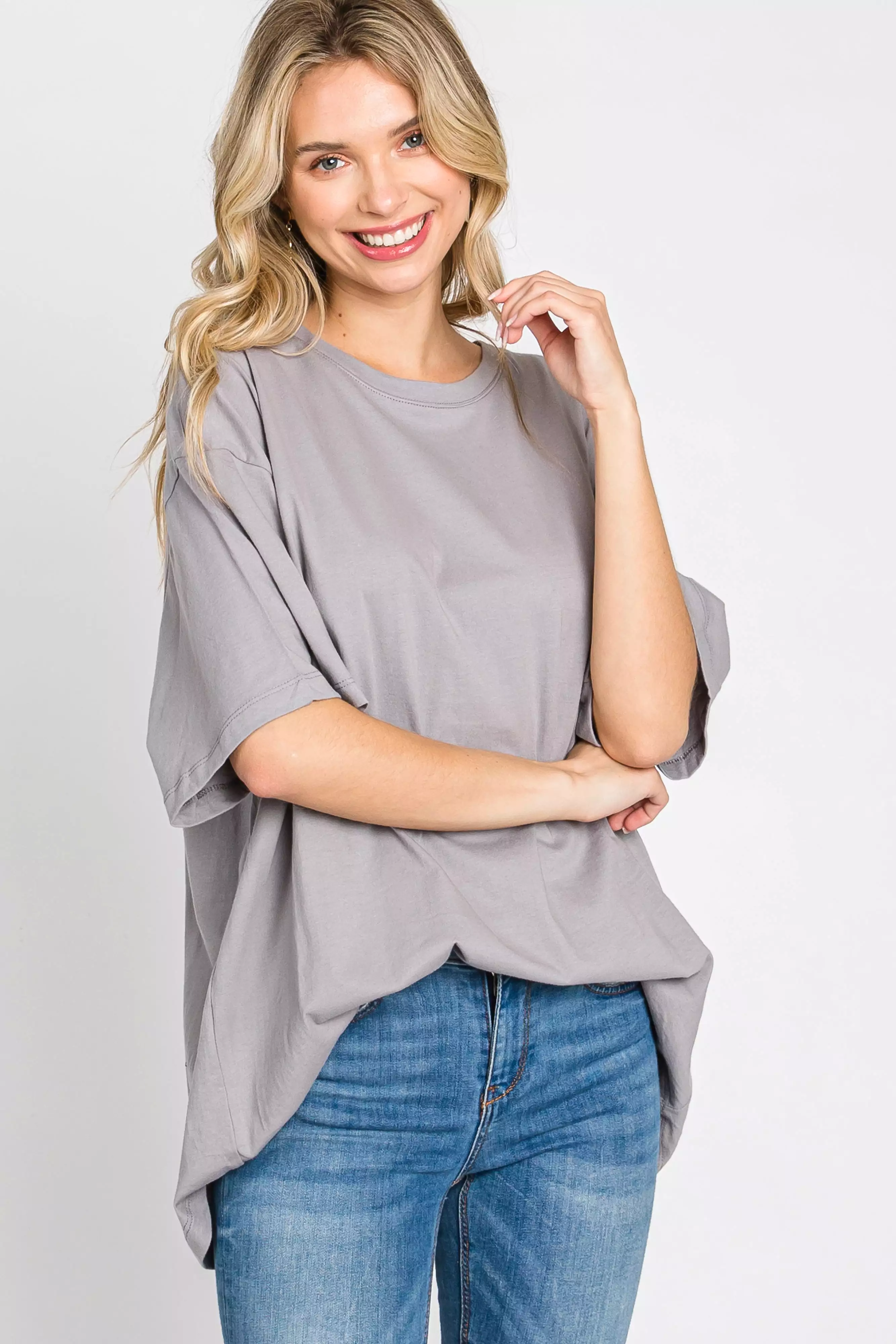 Grey Basic Oversized Tee