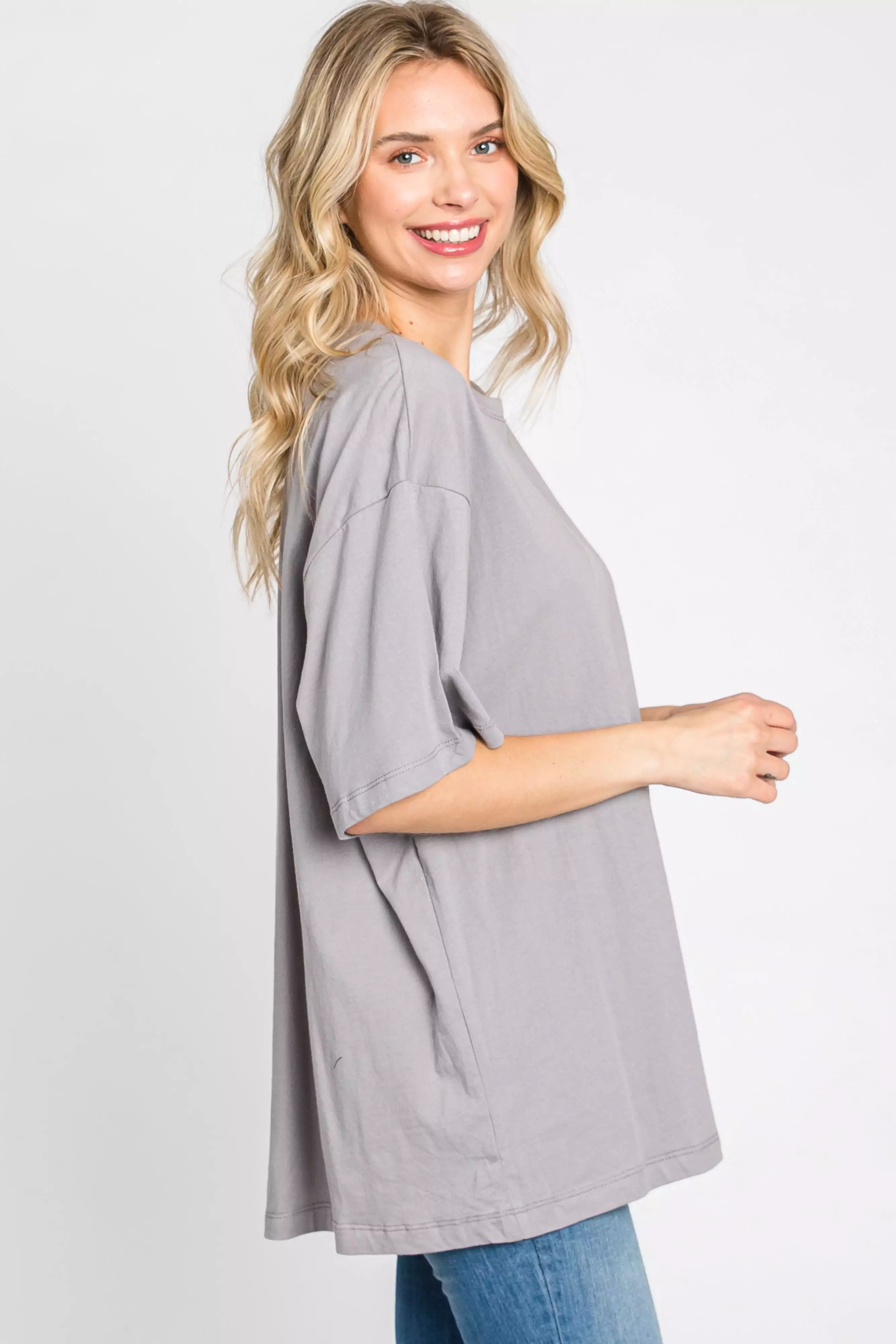 Grey Basic Oversized Tee