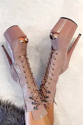 Hella Heels LipKit Open Toe 7inch Boots - Boujee