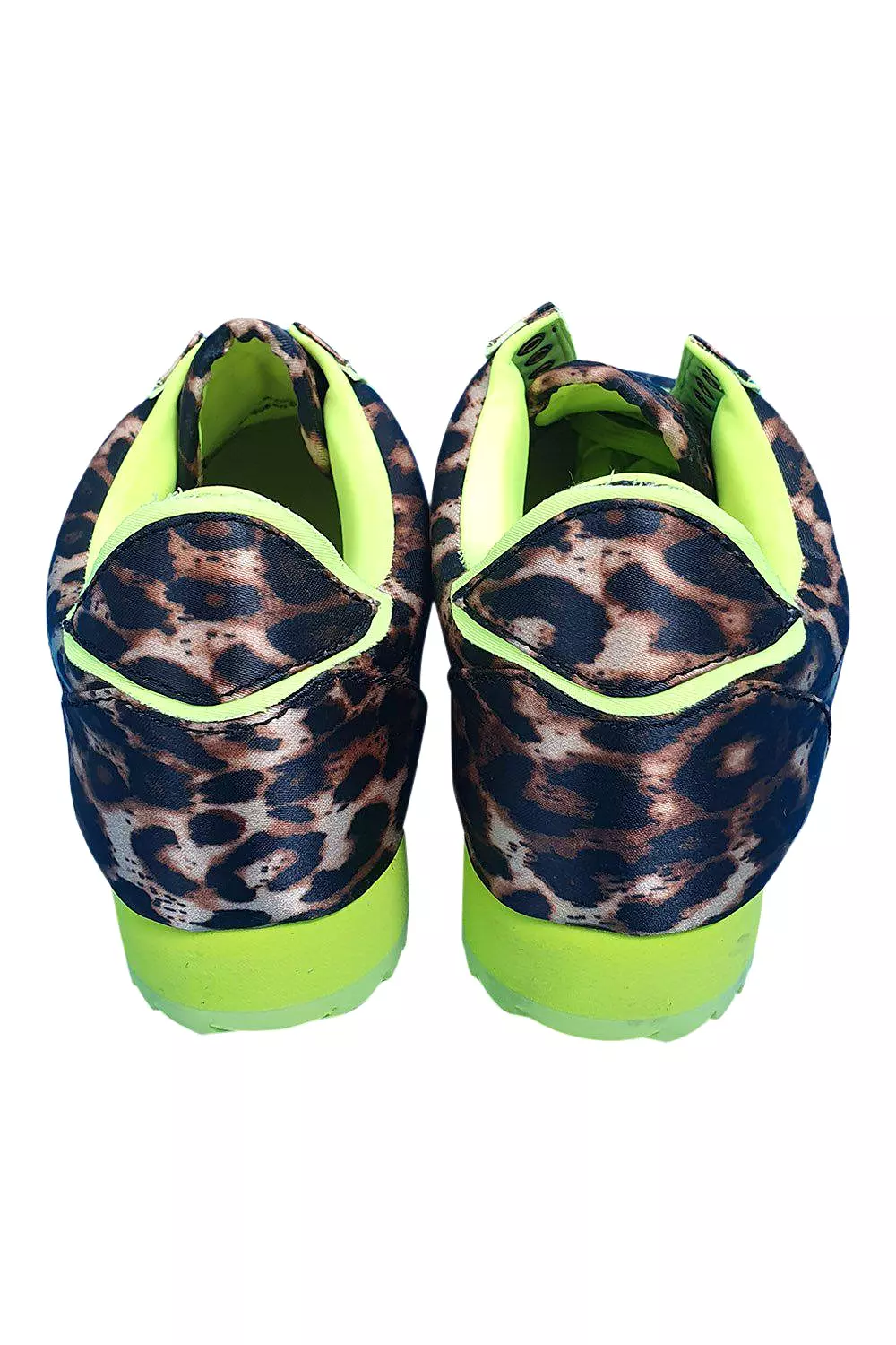 JEFFREY CAMPBELL Sprinter-b Rally Sneaker In Cheetah Satin/ Neon Yellow (US 7 | UK 4)