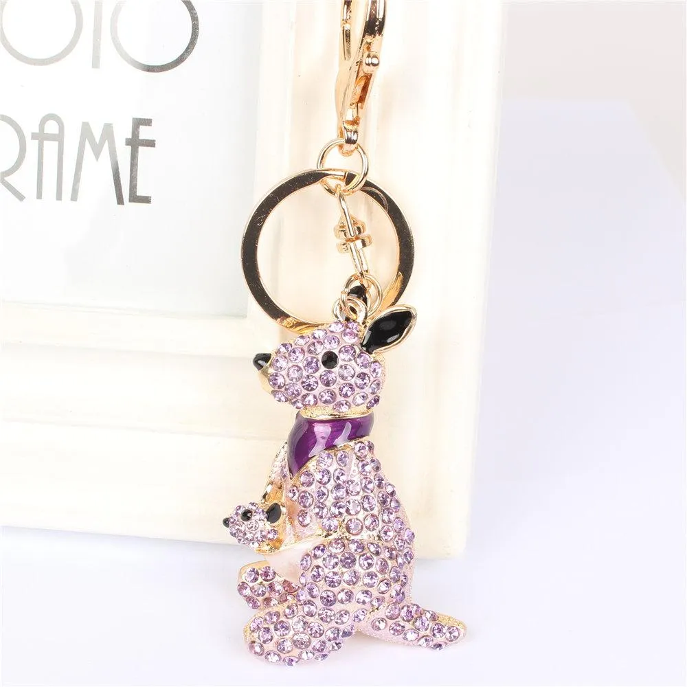 Kangaroo Rhinestone Crystal Charm Purse Pendant & Gift Key Chain