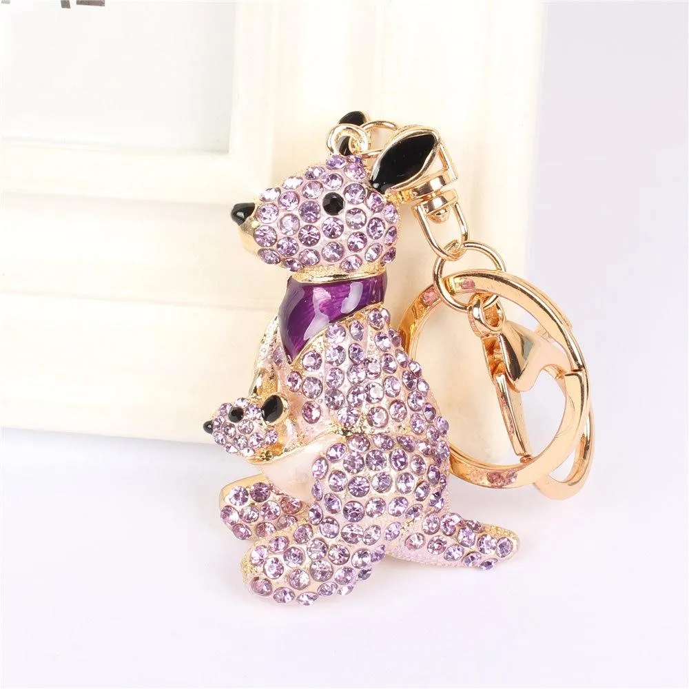 Kangaroo Rhinestone Crystal Charm Purse Pendant & Gift Key Chain