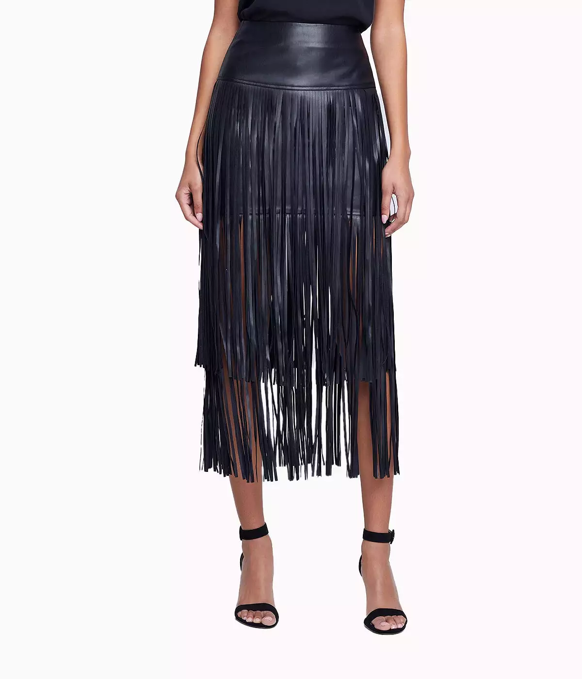 Karolina Fringe Skirt in Black