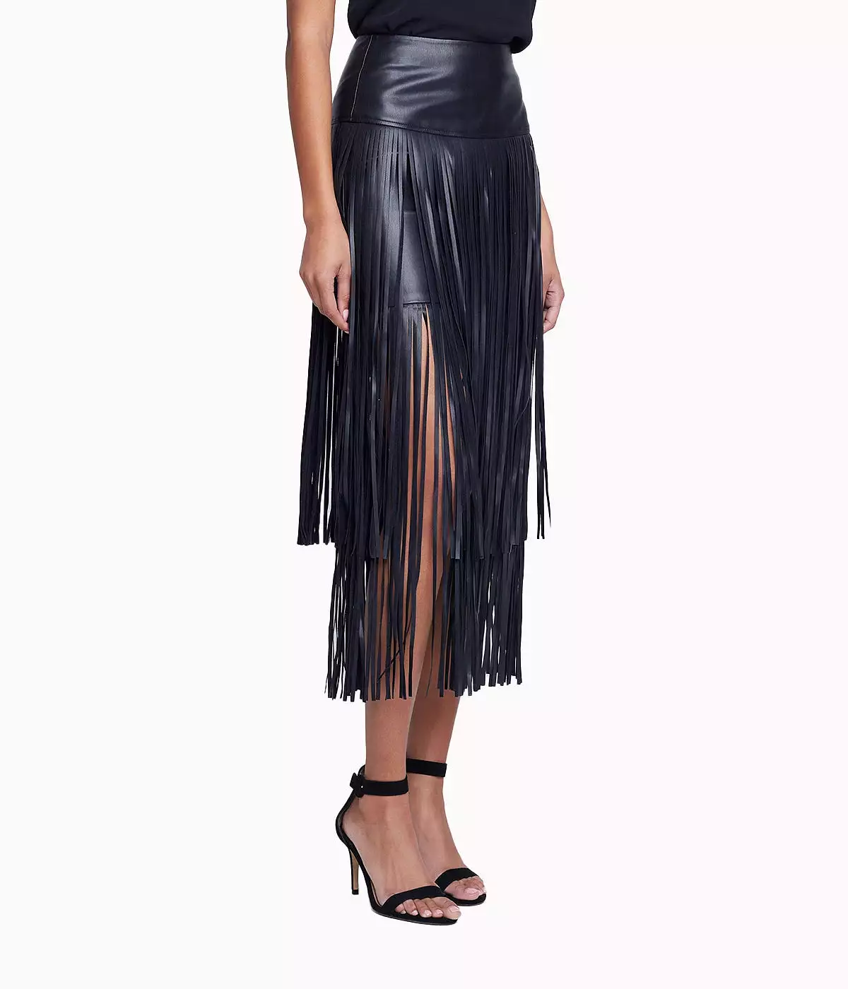 Karolina Fringe Skirt in Black