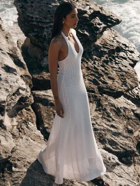 Knitted Dress Halter Backless Sexy Summer Beach Long Dress