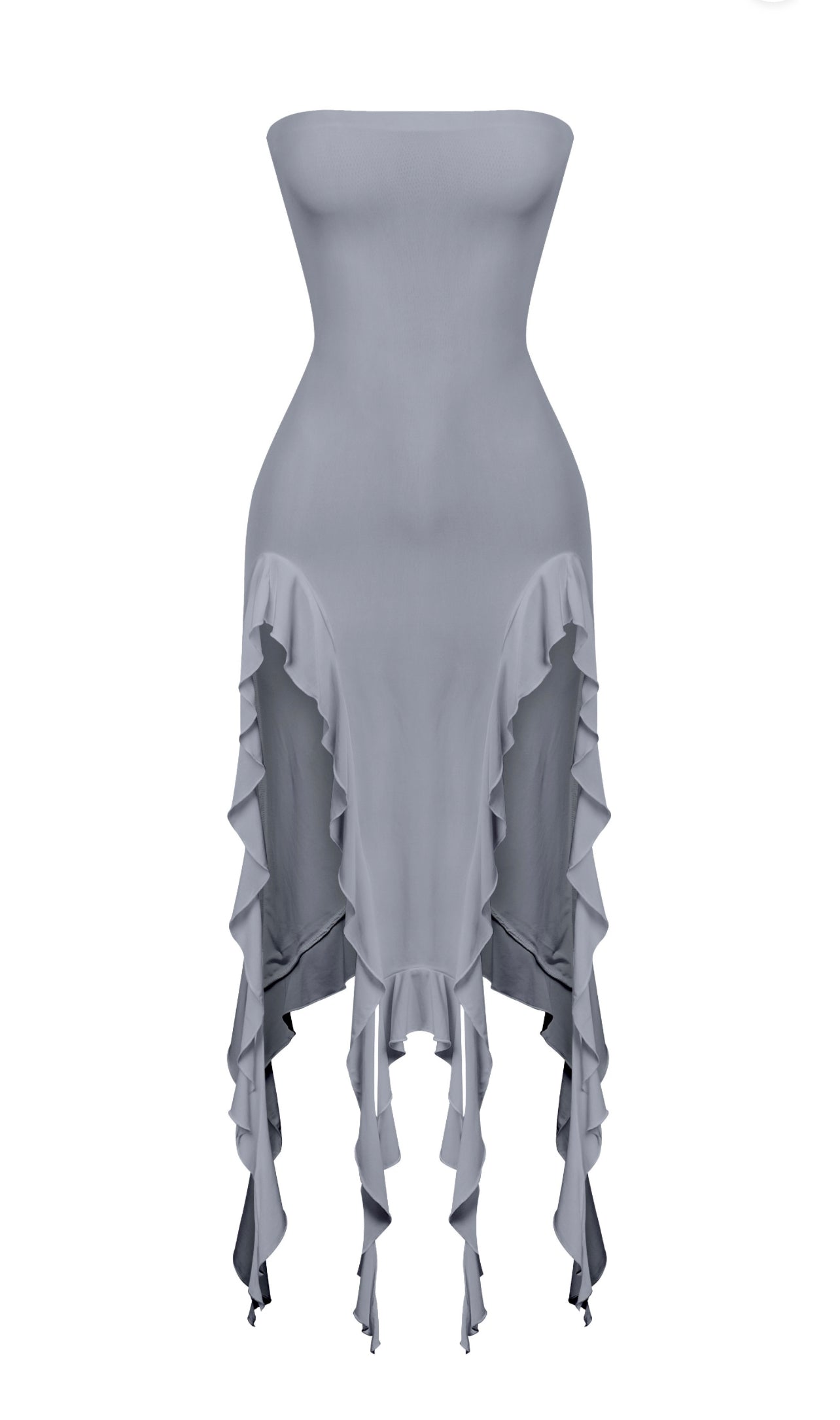 Kylie Strapless Mini Ruffled Asymmetrical Dress