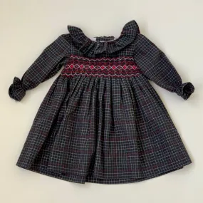 La Coqueta Navy Tartan Smocked Dress With Collar: 2 Years