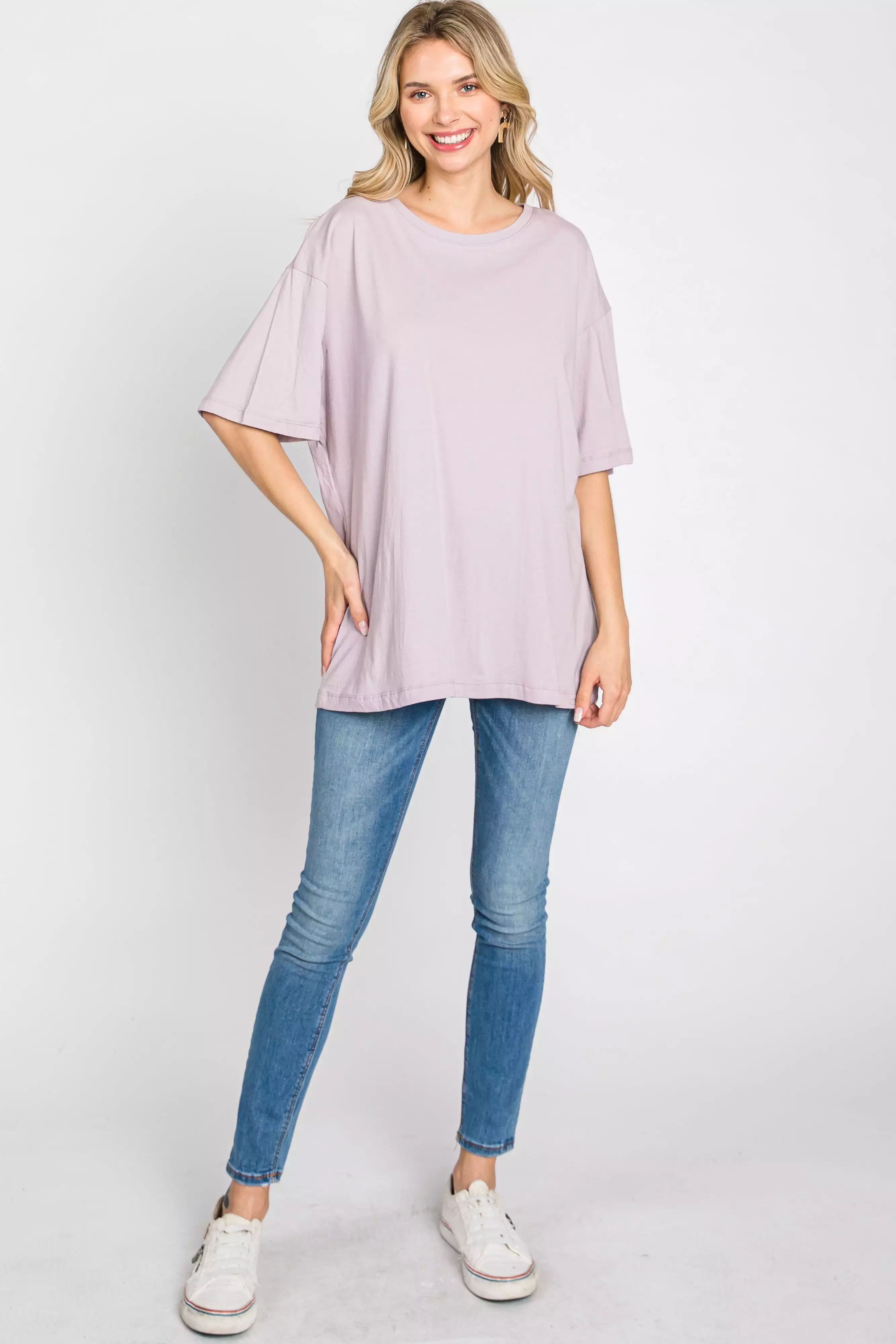 Lavender Basic Oversized Tee