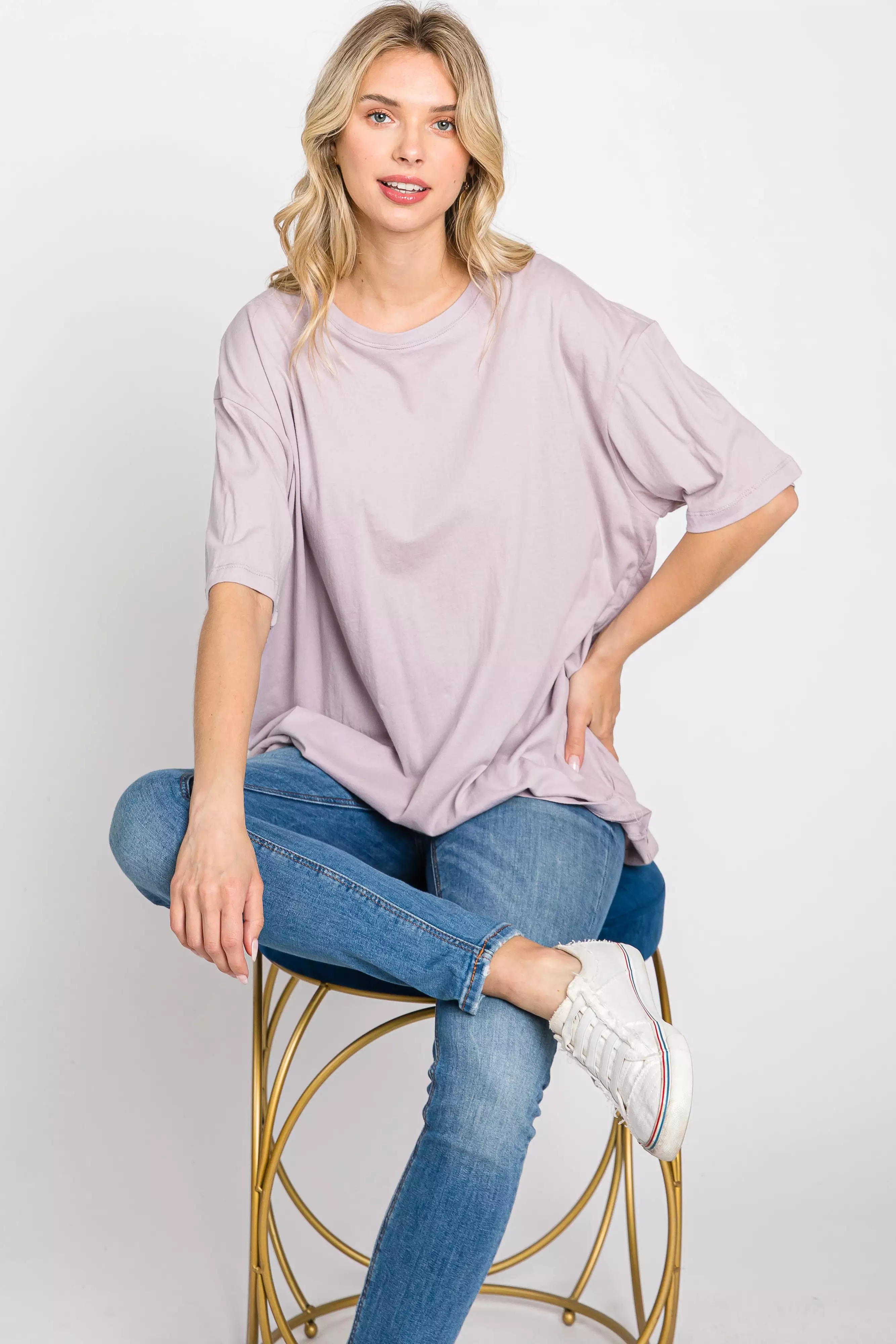 Lavender Basic Oversized Tee