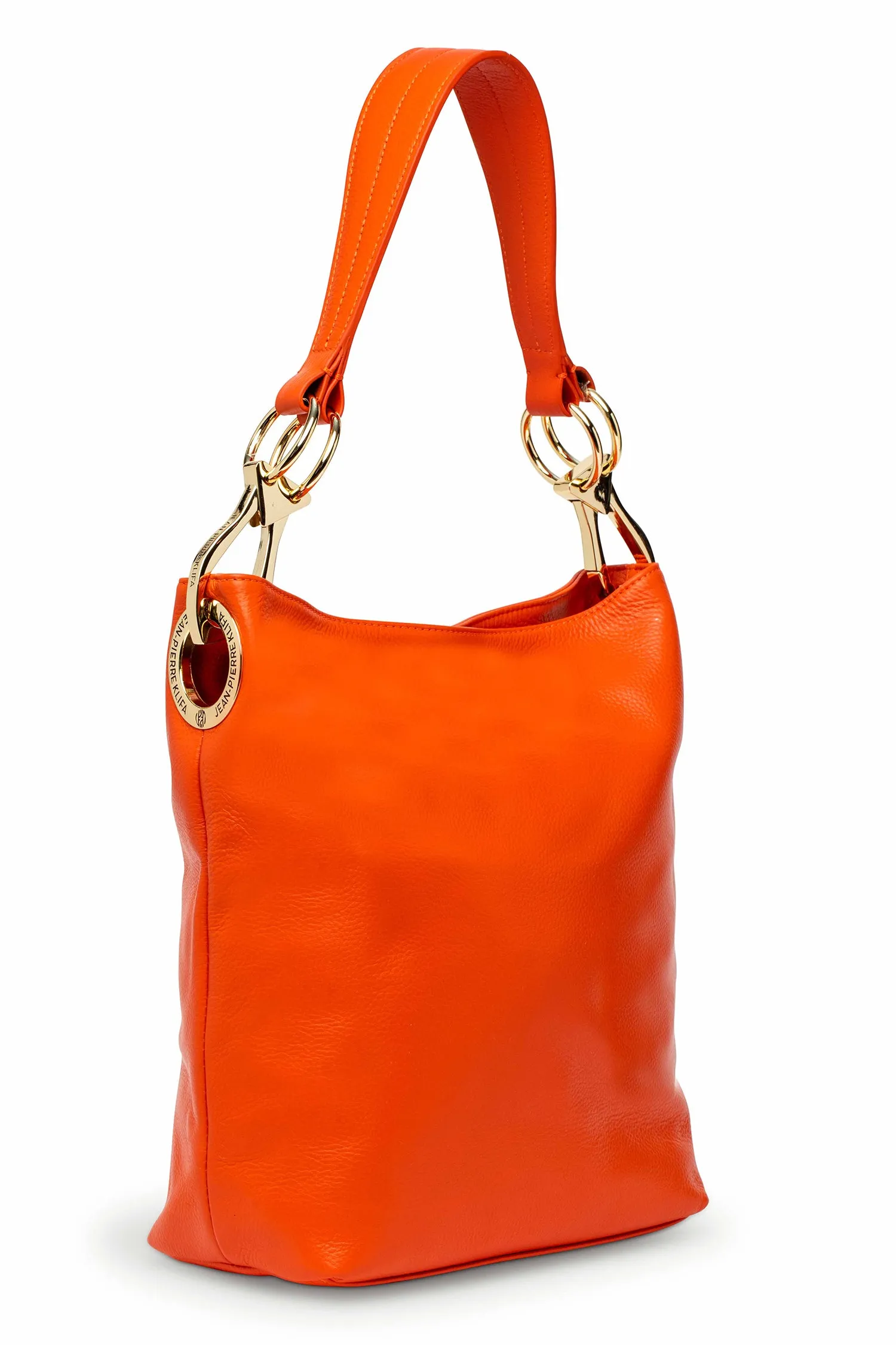 Leather Bucket Bag Mandarine