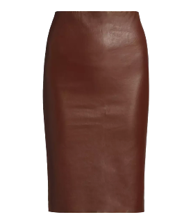 Leather Pencil Skirt in Whiskey