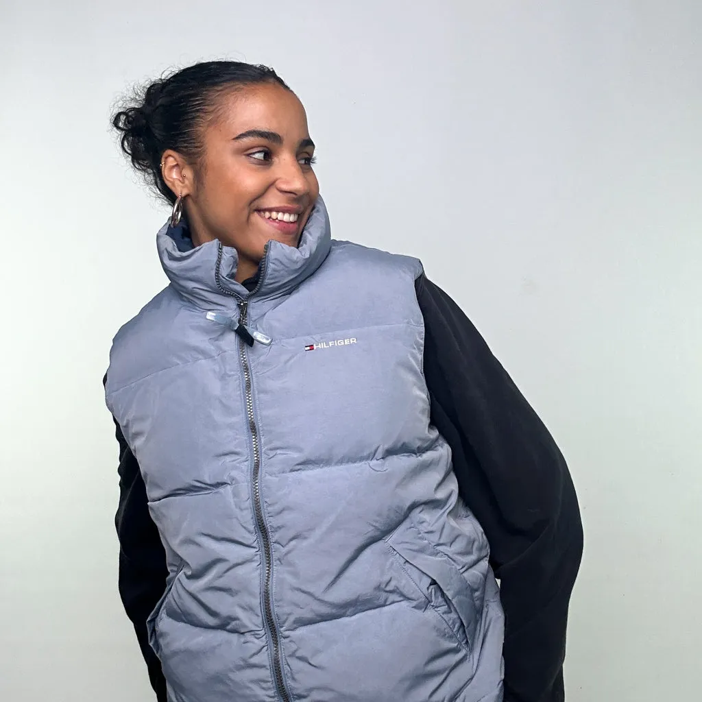 Light Grey 90s Tommy Hilfiger Puffer Jacket Coat Gilet (L)