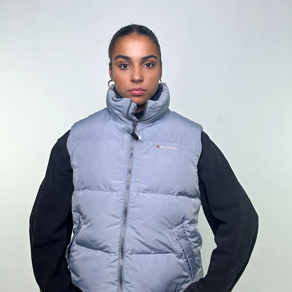 Light Grey 90s Tommy Hilfiger Puffer Jacket Coat Gilet (L)