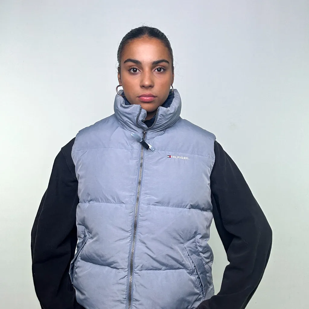 Light Grey 90s Tommy Hilfiger Puffer Jacket Coat Gilet (L)