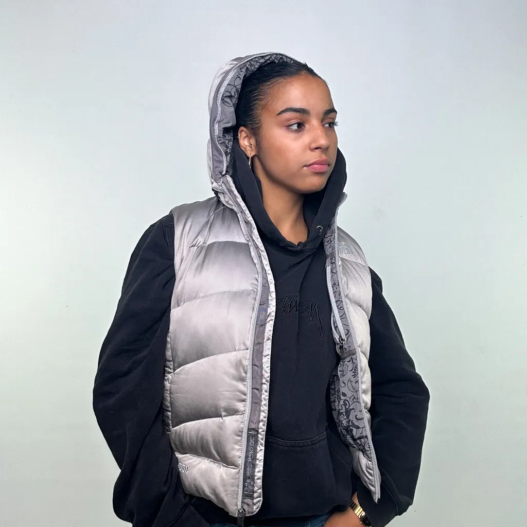 Light Grey y2ks The North Face 550 Series Puffer Jacket Coat Gilet (M)