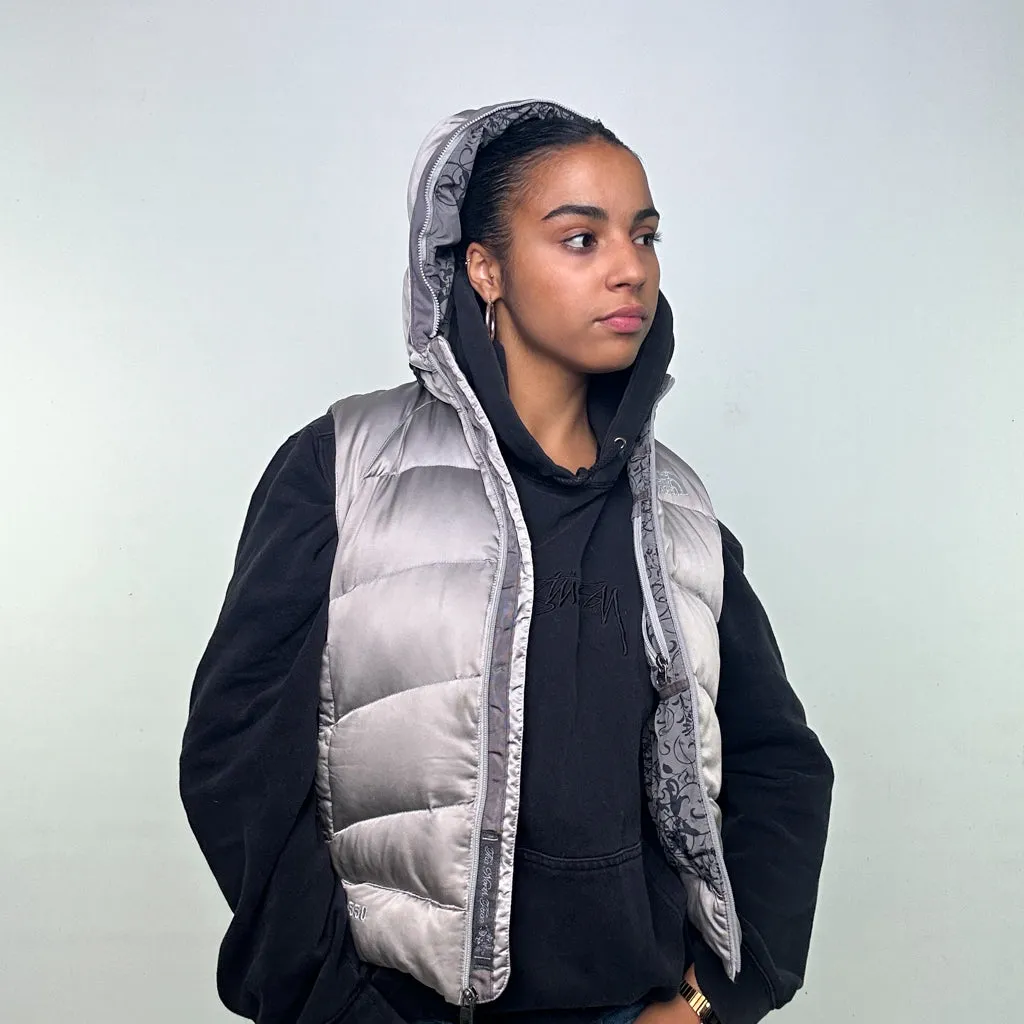 Light Grey y2ks The North Face 550 Series Puffer Jacket Coat Gilet (M)