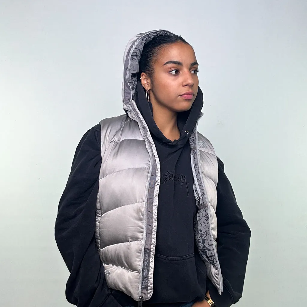 Light Grey y2ks The North Face 550 Series Puffer Jacket Coat Gilet (M)