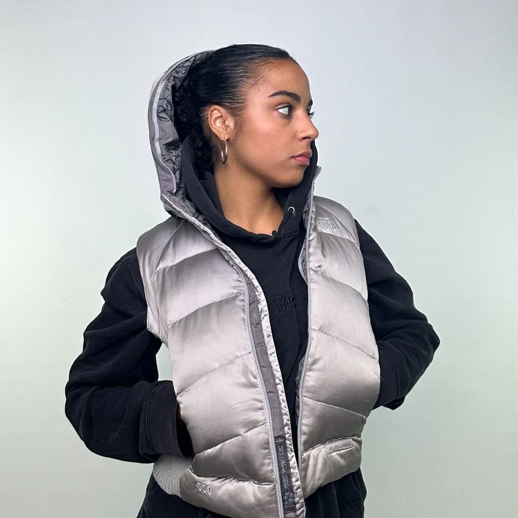 Light Grey y2ks The North Face 550 Series Puffer Jacket Coat Gilet (M)