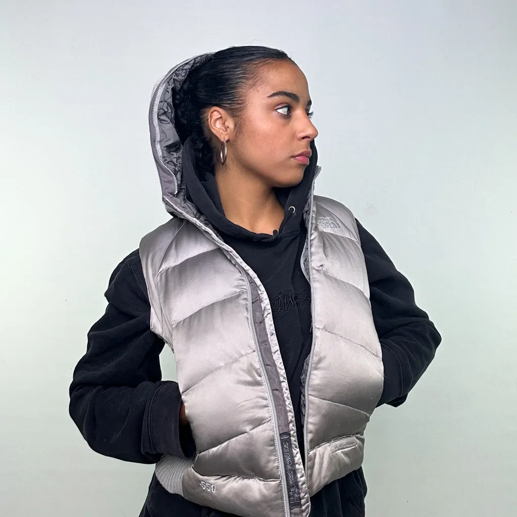 Light Grey y2ks The North Face 550 Series Puffer Jacket Coat Gilet (M)