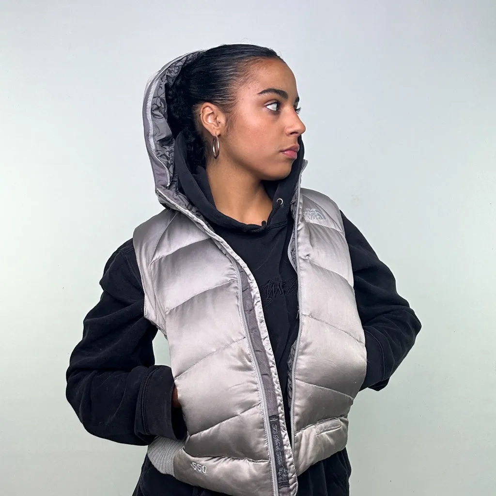 Light Grey y2ks The North Face 550 Series Puffer Jacket Coat Gilet (M)