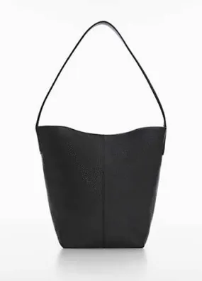 Mango Carola Black Leather Bucket Bag | Grattan