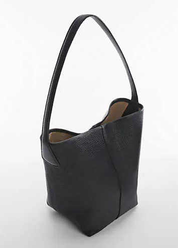 Mango Carola Black Leather Bucket Bag | Grattan