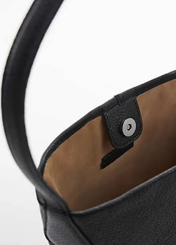 Mango Carola Black Leather Bucket Bag | Grattan