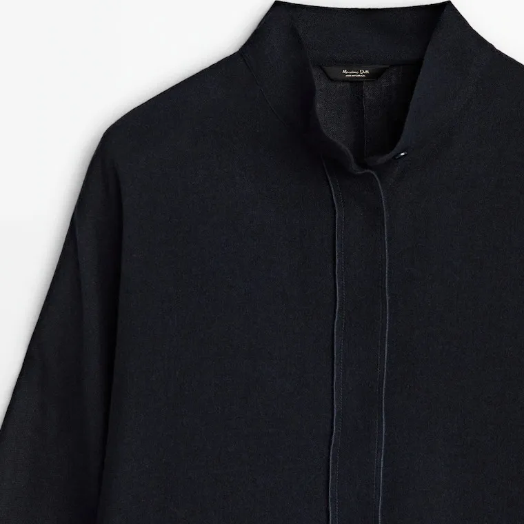 Massimo Dutti  |Navy blue high neck shirt