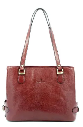 Medium leather carmine cowhide shopping bag 111322