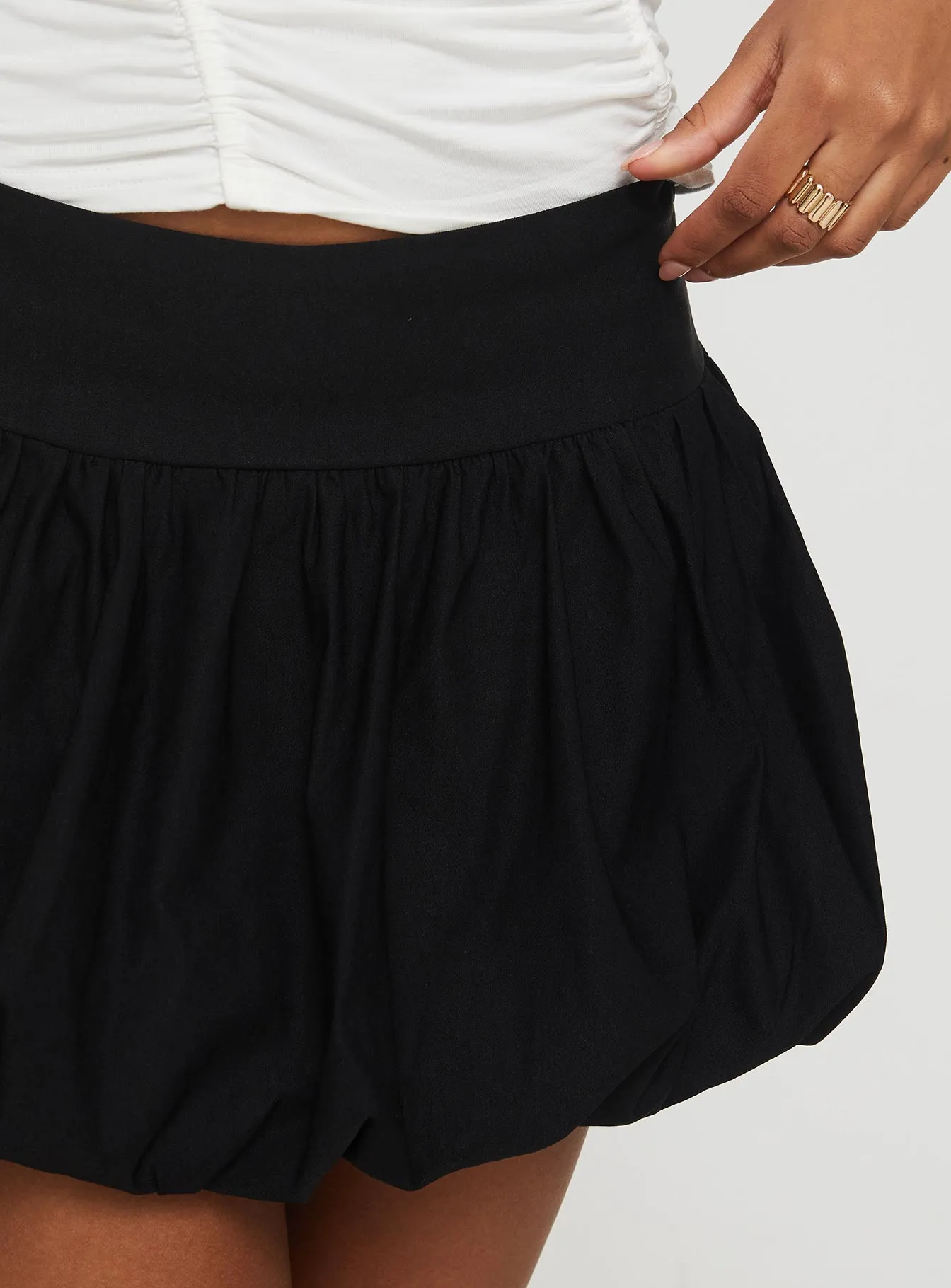 Mersale Bubble Hem Mini Skirt Black