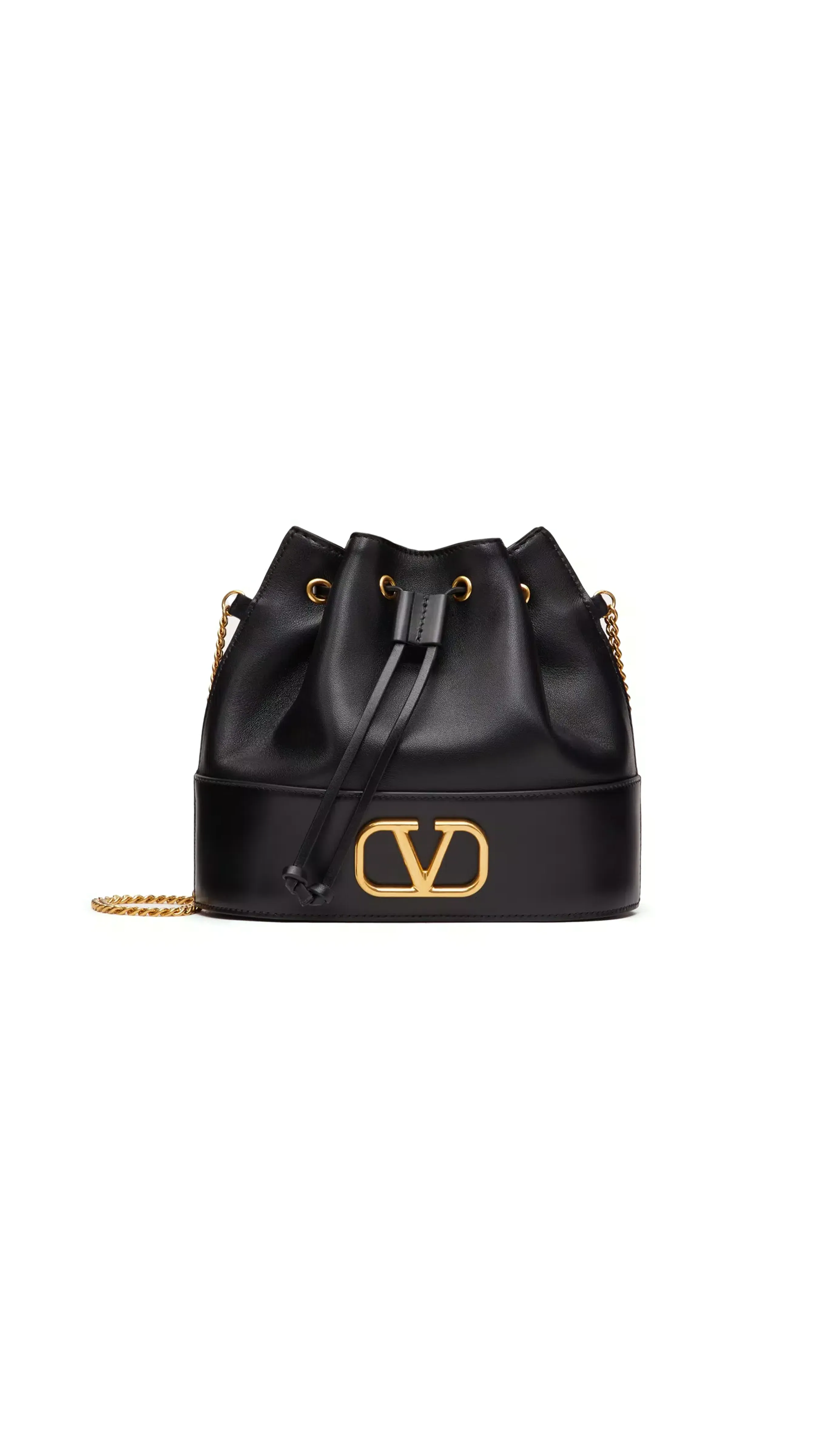 Mini Bucket Bag in Nappa with Vlogo Signature Chain - Black