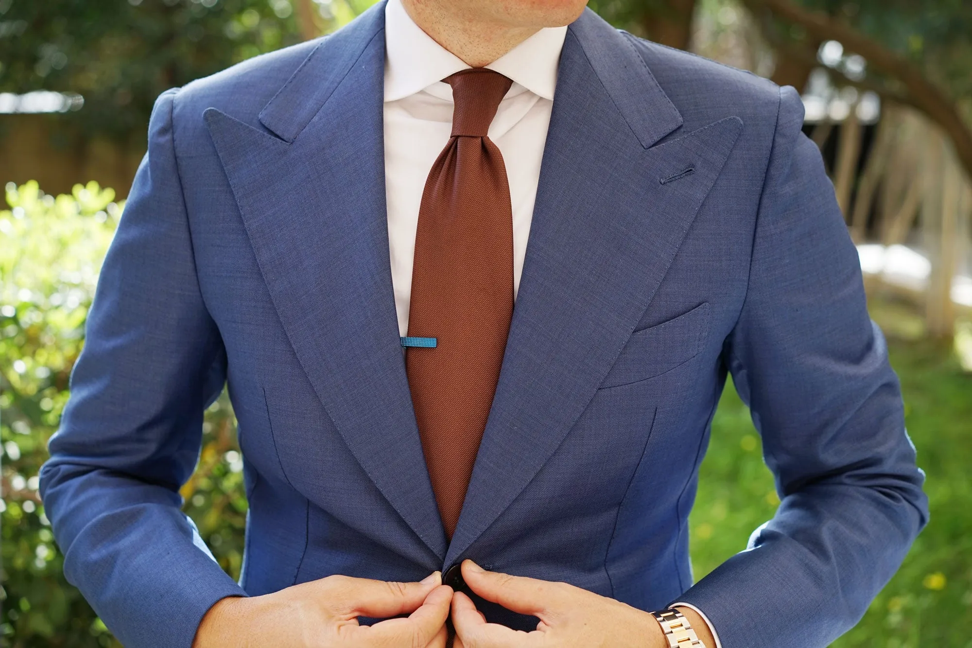 Mini Studded Blue Skinny Tie Bar