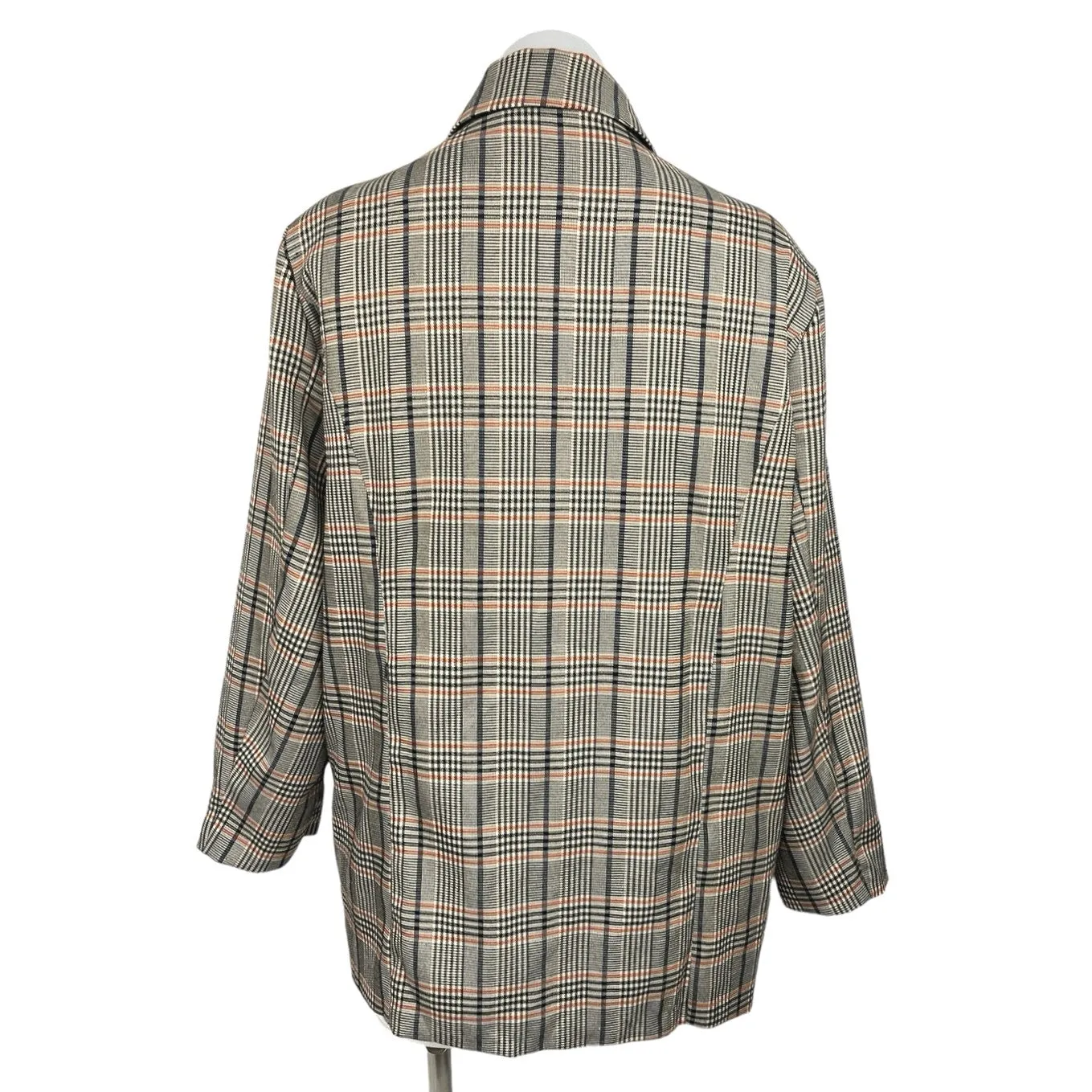 Missguided Multicolor Tan Plaid Double Breasted Mid Length Coat Jacket Size 8