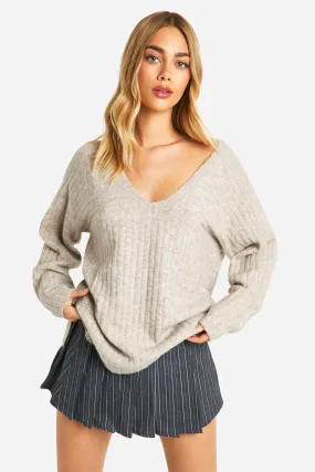 Mixed Rib Longline Sweater