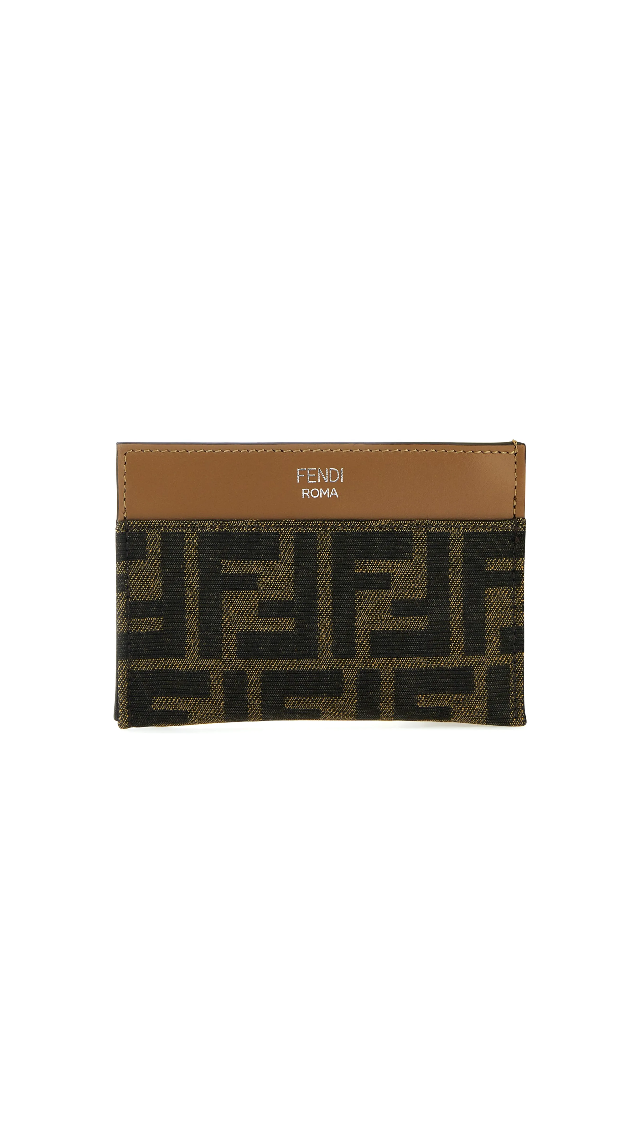 Monogram-print Leather Cardholder - Brown