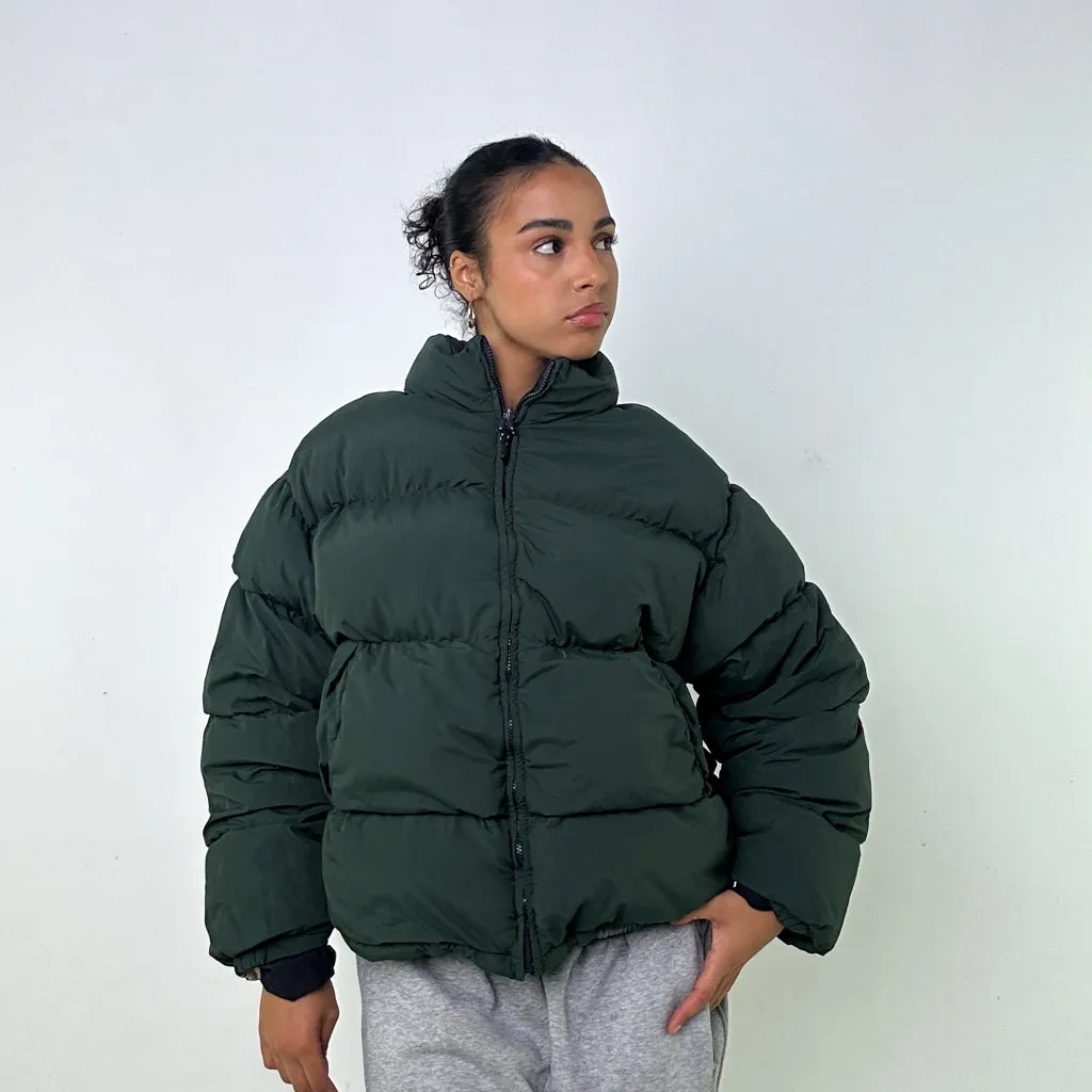 Navy Blue / Olive Green 90s Nautical Reversible Puffer Jacket Coat (L)