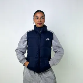 Navy Blue y2ks NIKE Puffer Jacket Coat Gilet (L)