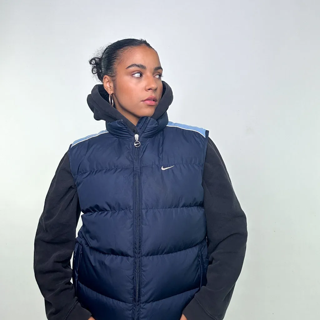 Navy Blue y2ks NIKE Puffer Jacket Coat Gilet (M)